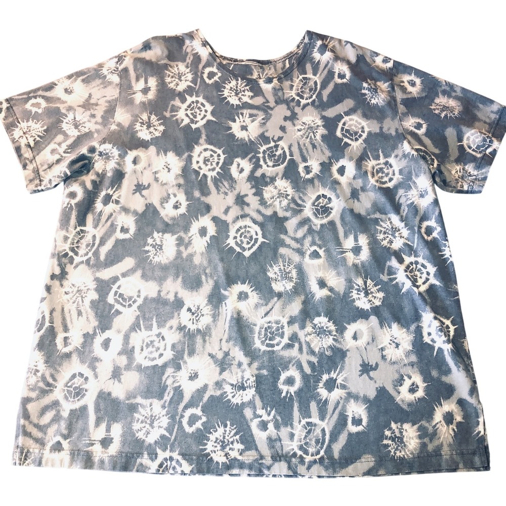 Tie Dye Shirt Top Womens 2X Blue‎ Short Sleeve Cotton Boho Hippie Vintage
